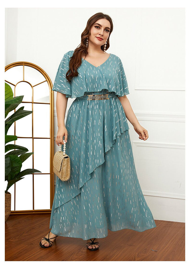 Vestido de Festa Midi com Babados e Detalhe Cinto (Pronta Entrega)