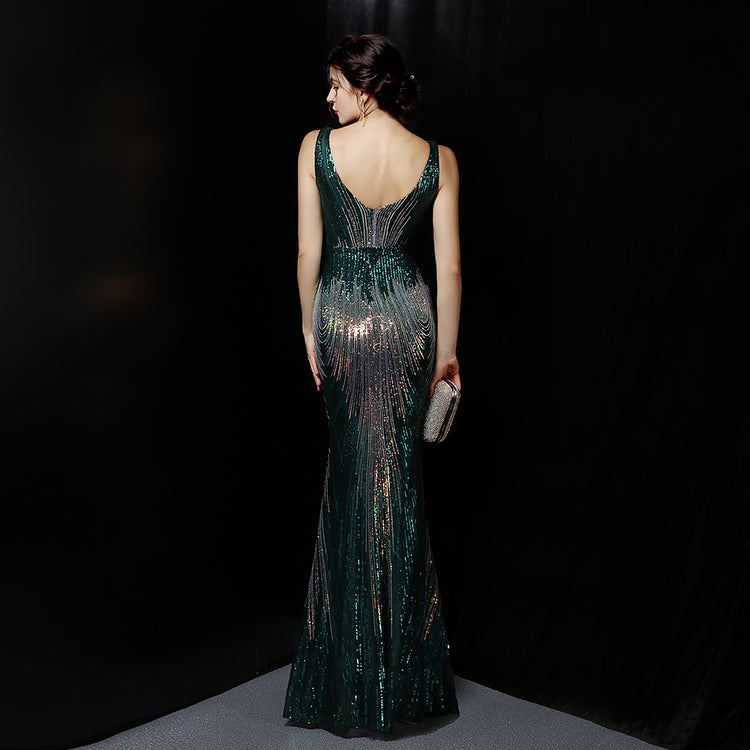 Vestido de Festa Luxo Sereia Dual Color Verde