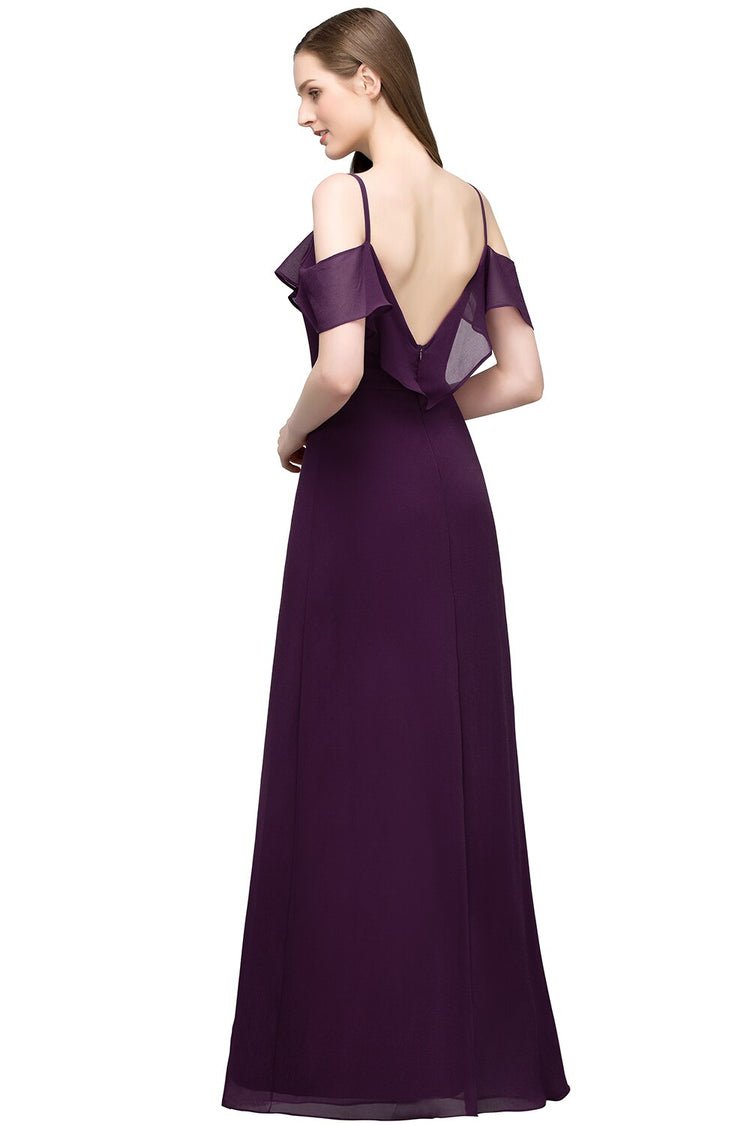 Vestido de Festa Longo com Detalhes Babados Roxo