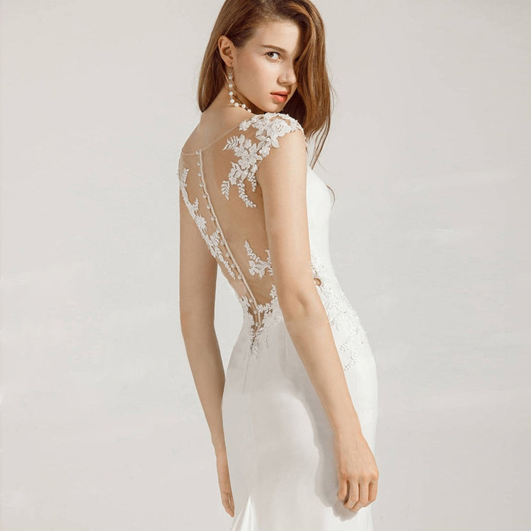 Vestido de Noiva Longo Sereia com Detalhes Bordados Branco