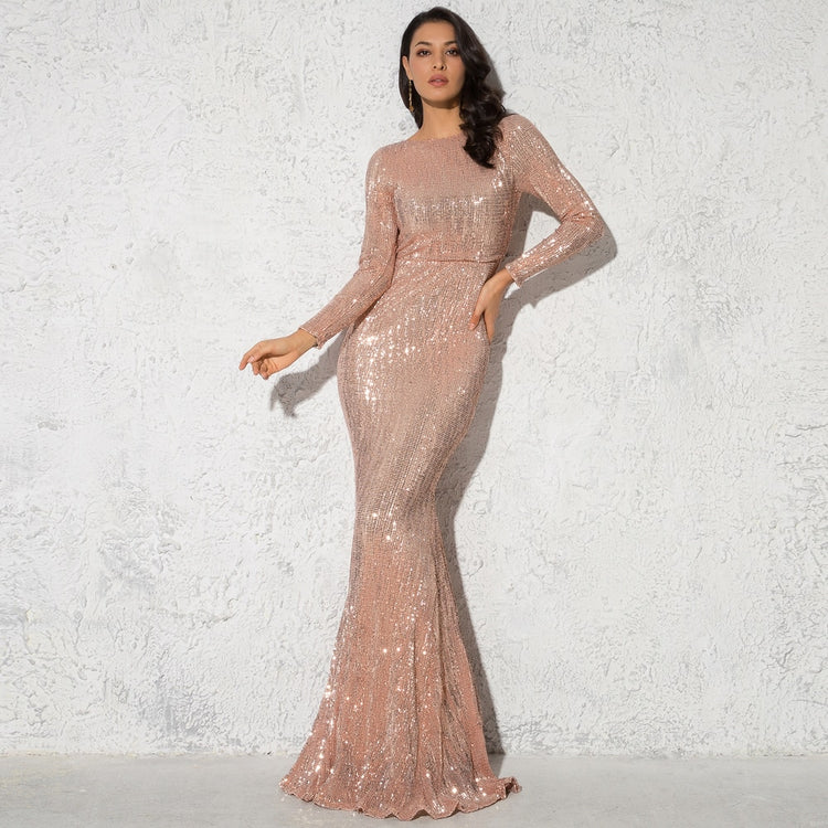 Vestido de Festa Longo Elegante com Manga