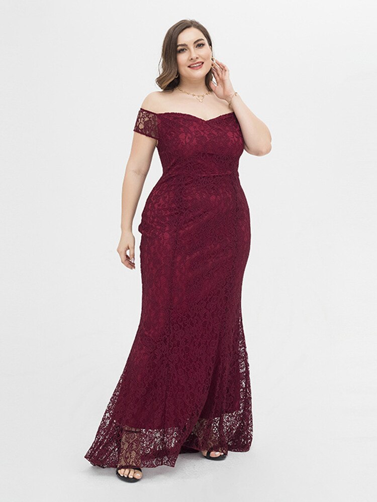 Vestido de Festa Longo com Sobreposição em Renda Marsala