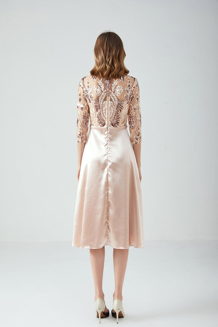 Vestido de Festa Midi em Renda Marfim
