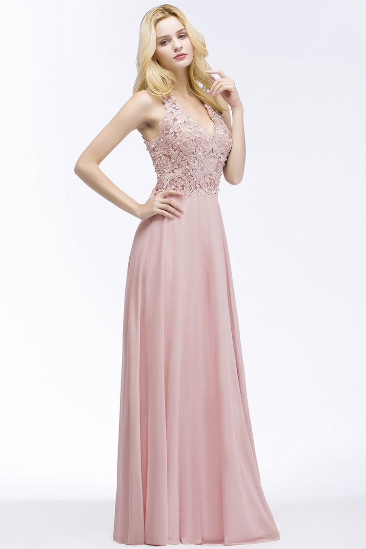 Vestido de Festa Longo com Parte Superior Decoradas com Pérolas (Pronta Entrega)