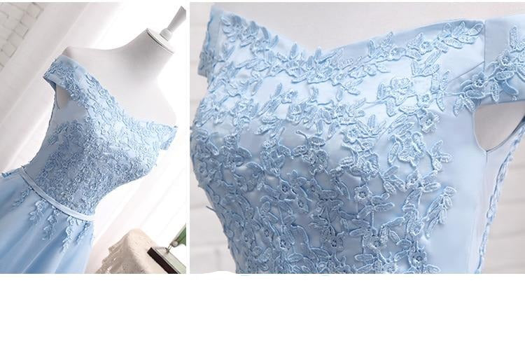 Vestido de Festa em Crepe com Renda Azul Serenity