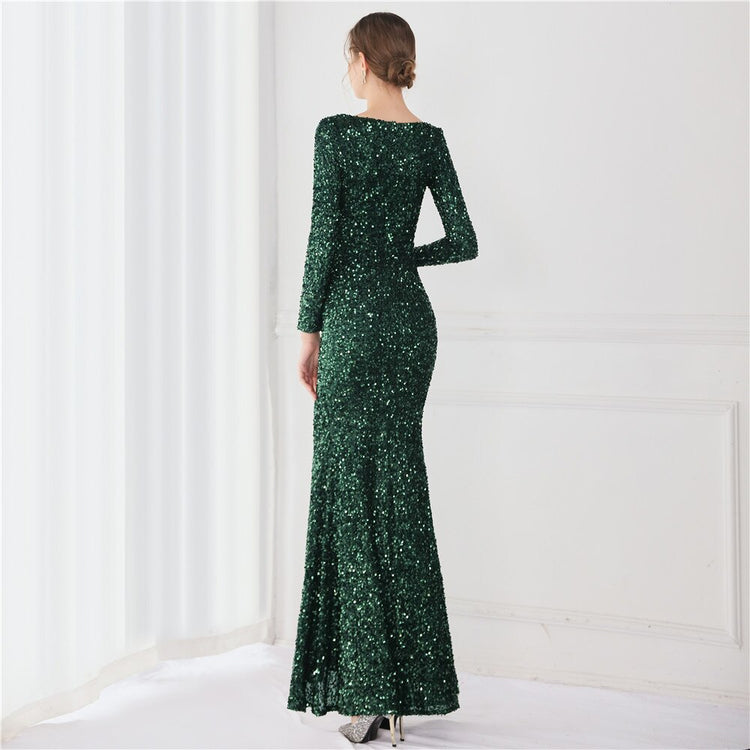 Vestido de Festa Longo Luxo Todo Detalhado em Paetês
