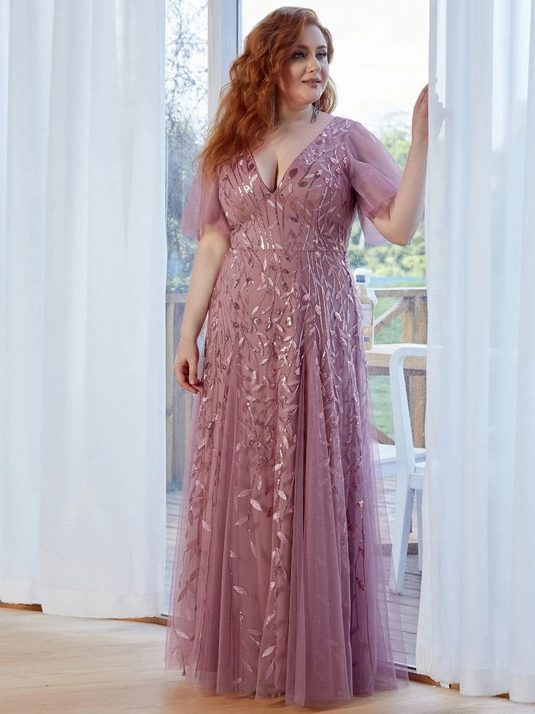 Vestido de Festa Longo com Detalhes em Brilhos Bordados