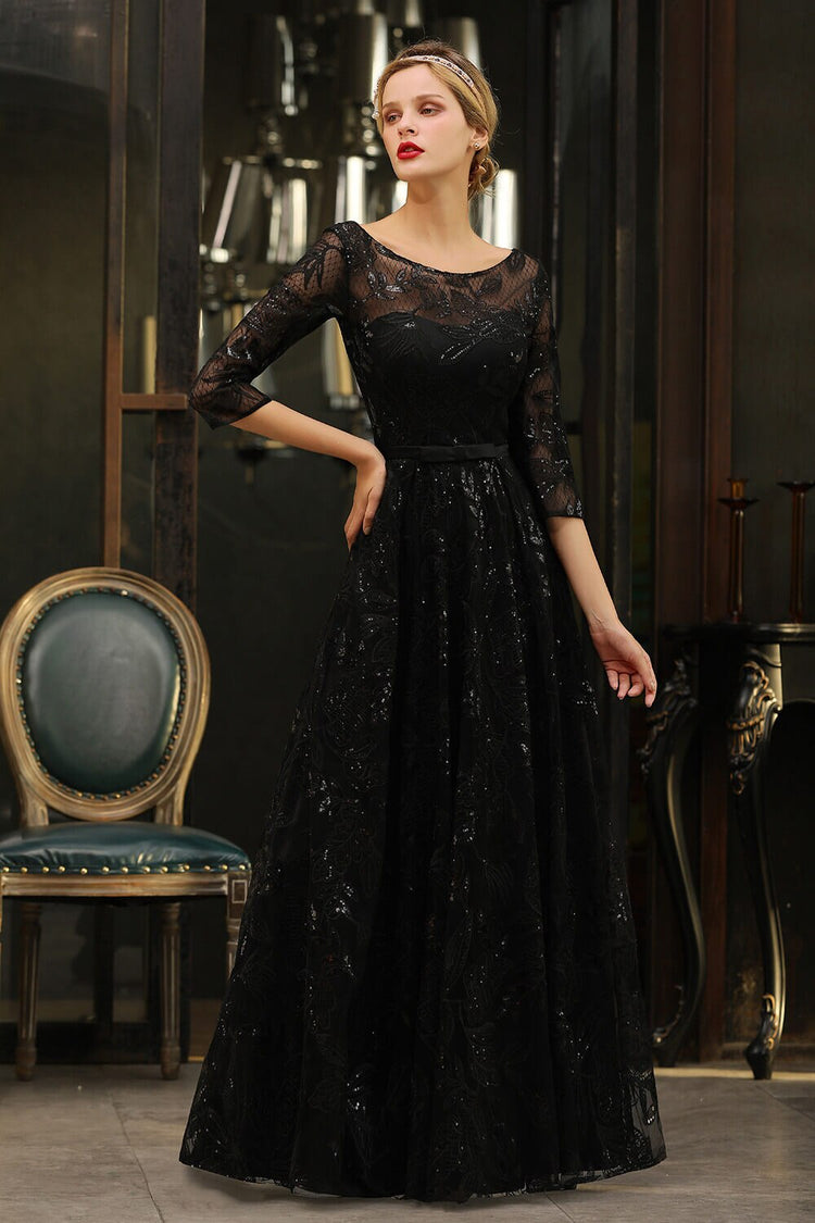 Vestido de Festa Longo com Detalhes Bordados e Brilho