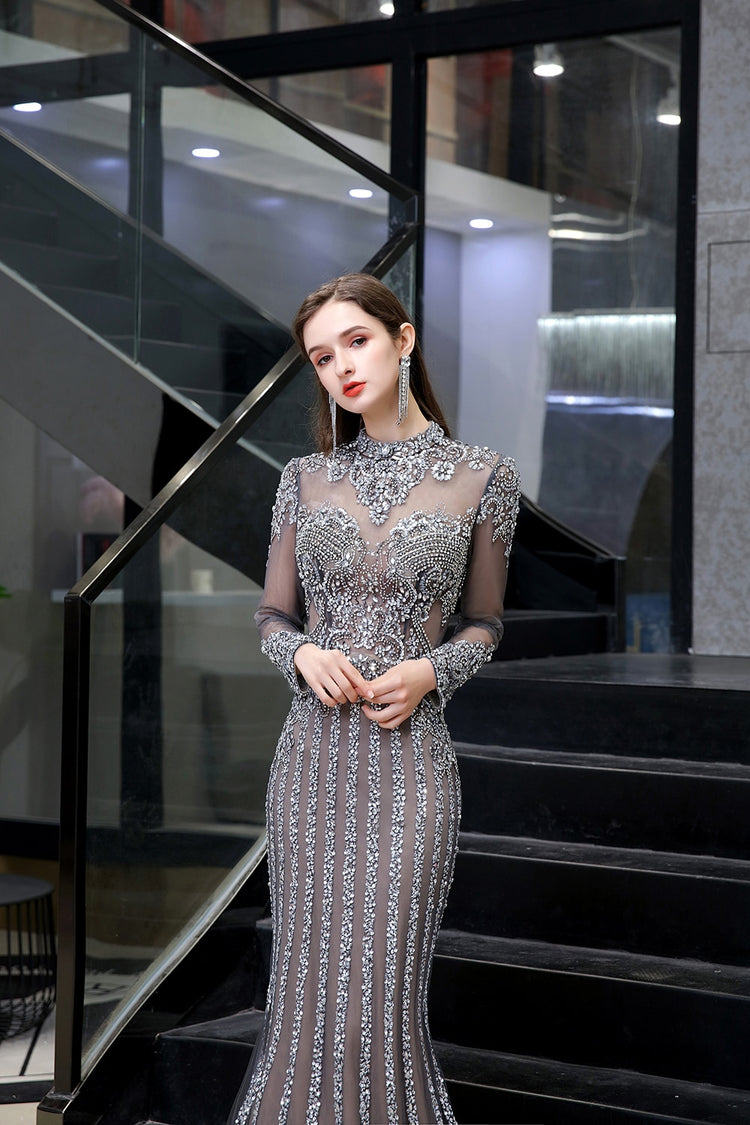 Vestido de Festa Luxo Absoluto com Decoração em Cristais com Efeito de Jóias - Modelo Especial