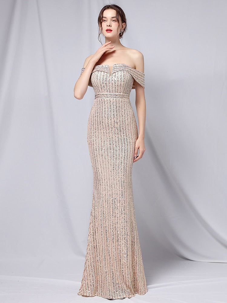 Vestido de Festa Longo Brilho Dourado