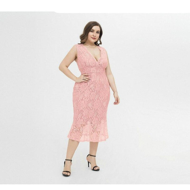 Vestido de Festa Midi Rendado Rosé