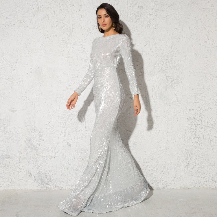 Vestido de Festa Longo Elegante com Manga