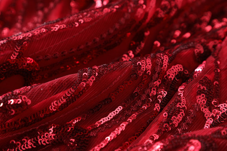 Vestido de Festa Marsala Luxo Midi com Detalhes Paetês