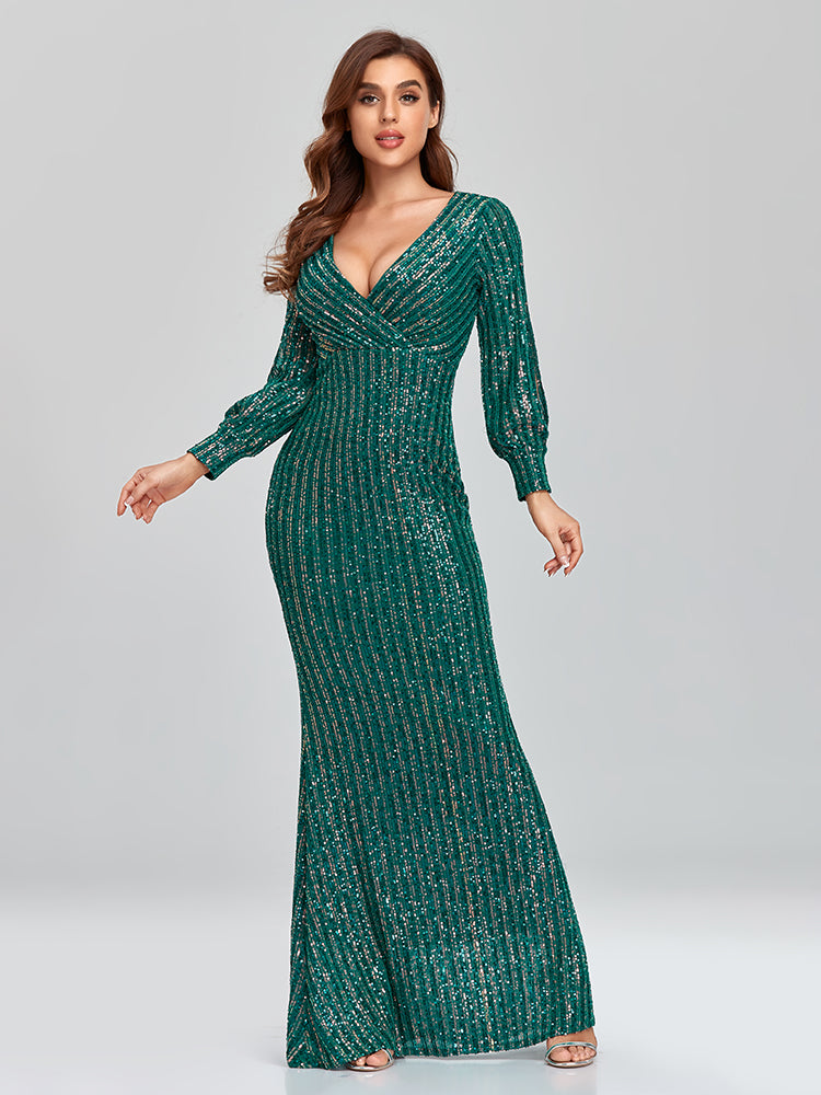 Vestido de Festa Plissado Verde Luxo