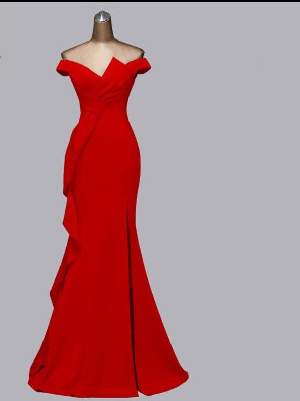 Vestido de Festa Luxo com Detalhe em Laço Vermelho (Pronta Entrega)