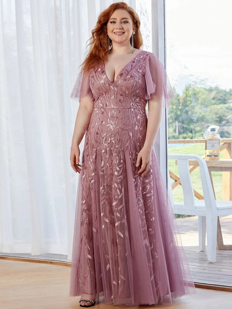 Vestido de Festa Longo com Detalhes em Brilhos Bordados