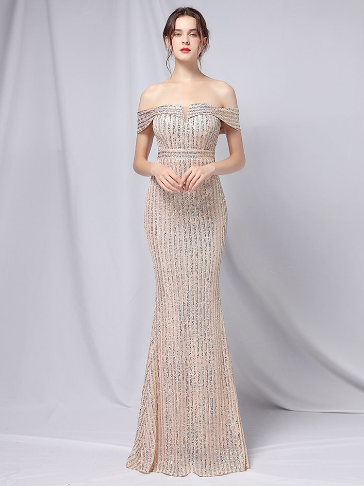 Vestido de Festa Longo Brilho Dourado