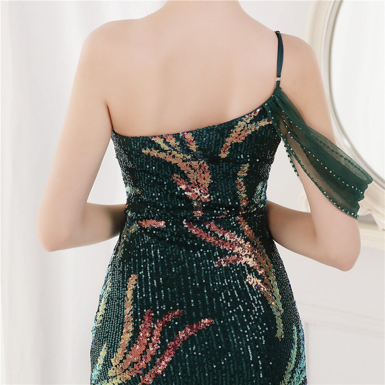 Vestido de Festa Luxo com Paetês Bordados Verde