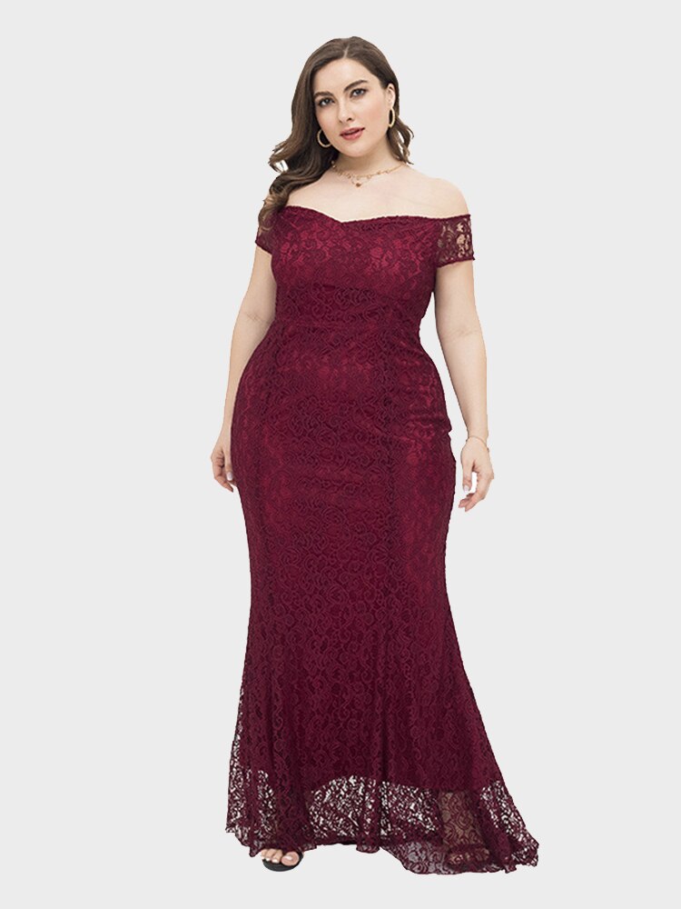 Vestido de Festa Longo com Sobreposição em Renda Marsala