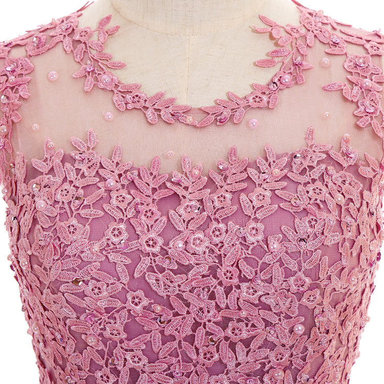 Vestido de Festa Longo Decorado em Tule Decorado com Pérolas