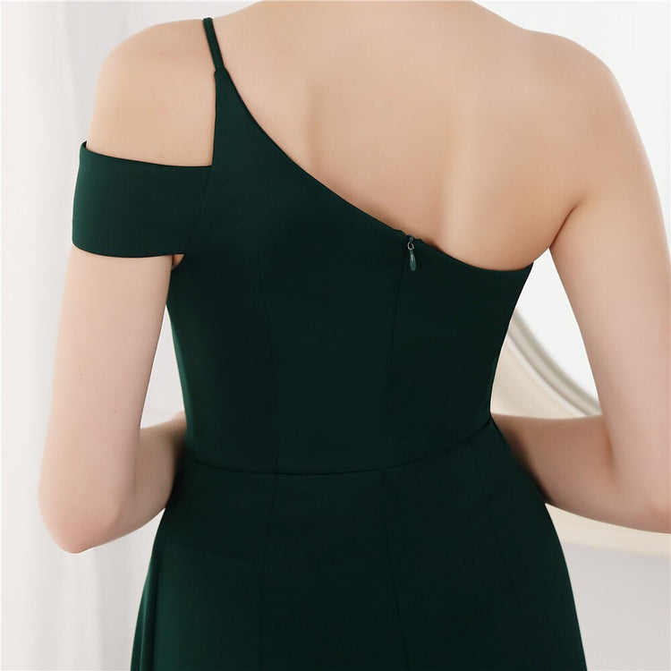 Vestido de Festa Longo com Ombro Assimétrico Verde