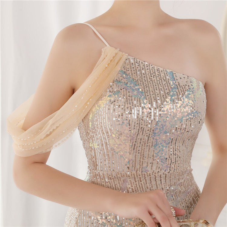 Vestido de Festa Luxo com Paetês Bordados Prateado