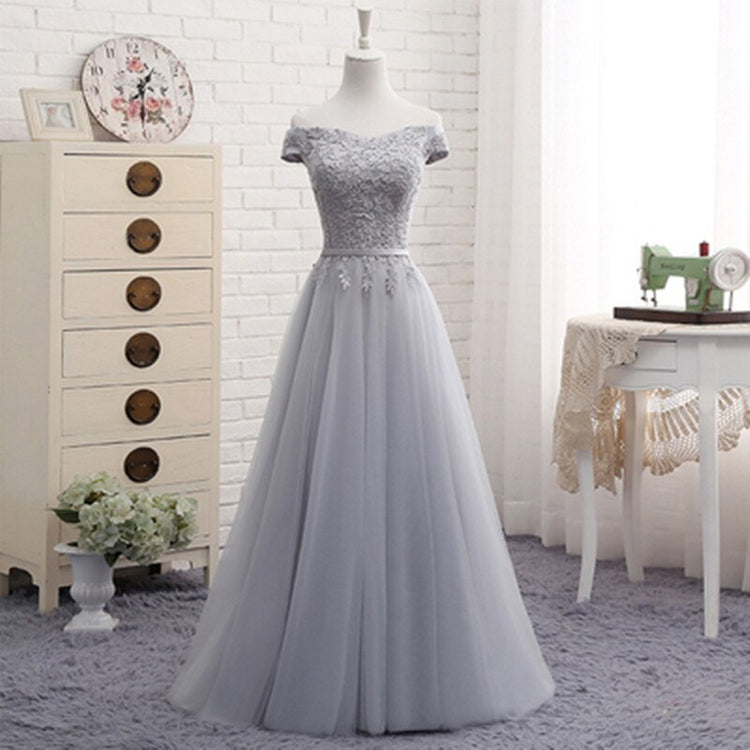 Vestido de Festa em Crepe com Apliques e Amarração Traseira Cinza