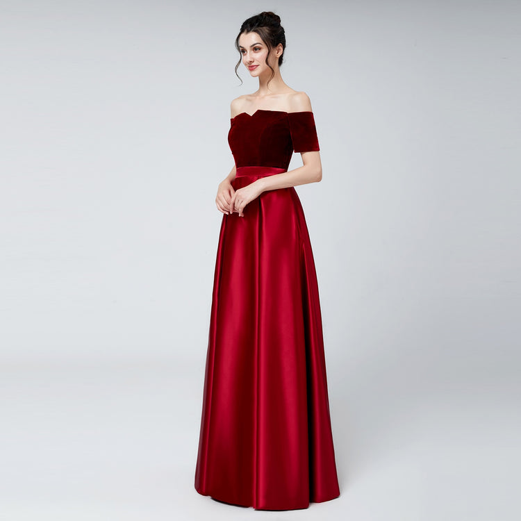 Vestido de Festa Longo Clássico Bordado Marsala