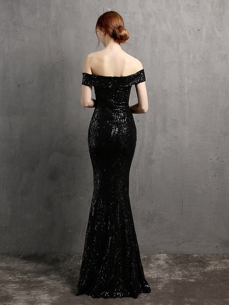 Vestido de Festa Longo com Abertura Lateral em Chiffon Preto
