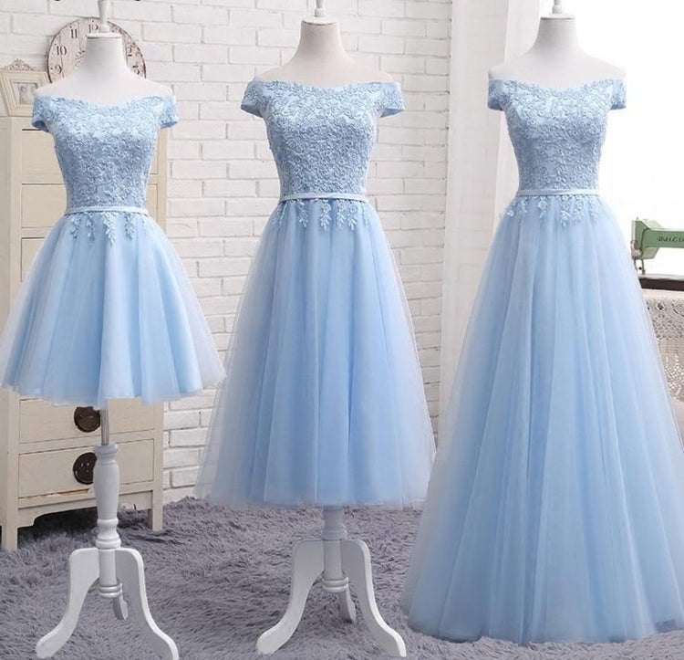 Vestido de Festa em Crepe com Renda Azul Serenity