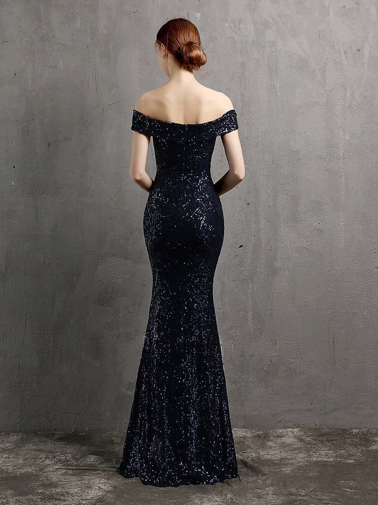 Vestido de Festa Longo com Abertura Lateral em Chiffon Preto