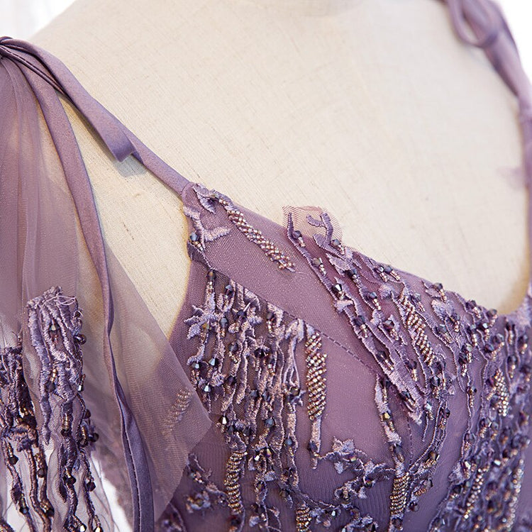 Vestido de Festa Longo Luxo em Tule com Apliques Brilho (Pronta Entrega)