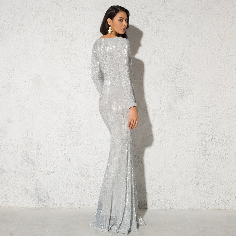 Vestido de Festa Longo Elegante com Manga
