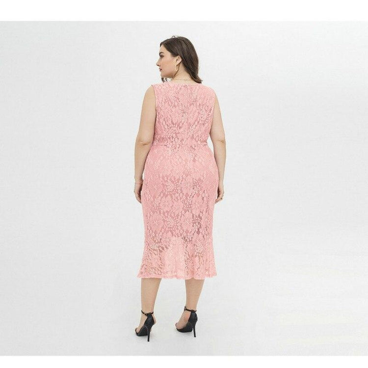 Vestido de Festa Midi Rendado Rosé