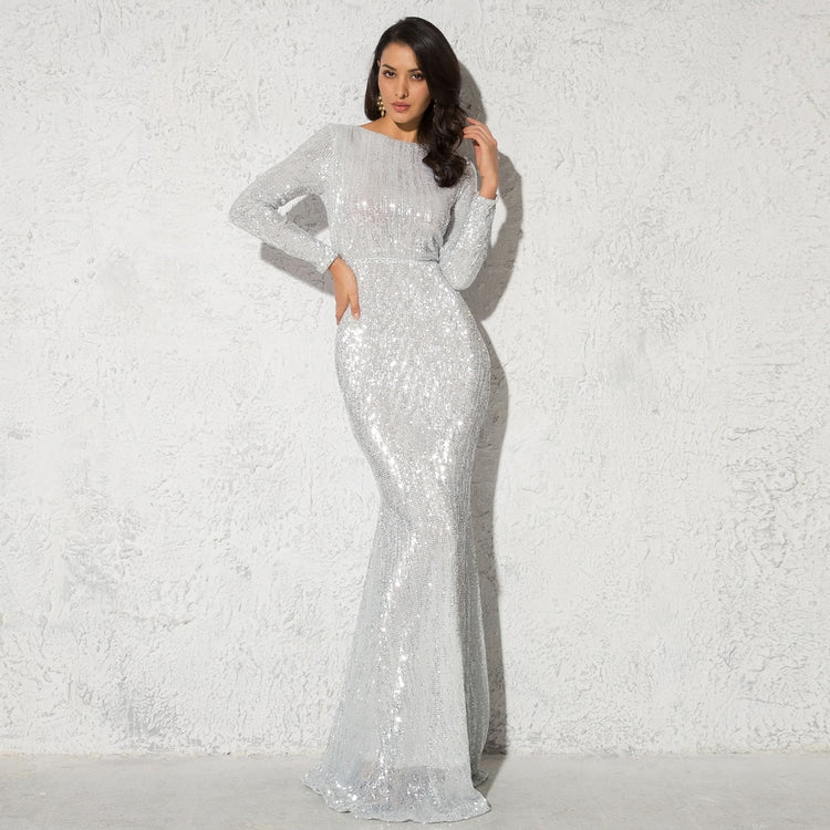 Vestido de Festa Longo Elegante com Manga