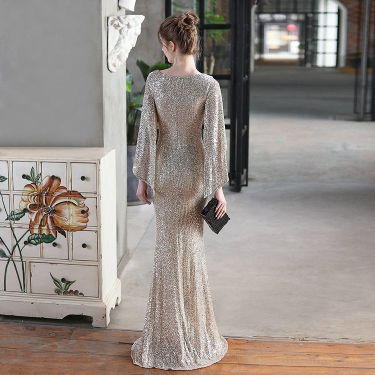 Vestido de Festa Longo com Manta Brilho Prateado