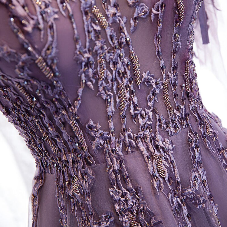 Vestido de Festa Longo Luxo em Tule com Apliques Brilho (Pronta Entrega)
