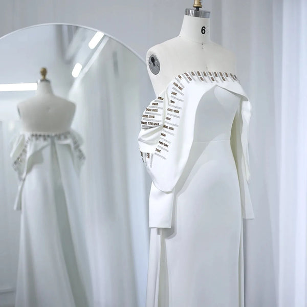 Vestido de Festa Longo Branco Elegante com Manta - Modelo Especial