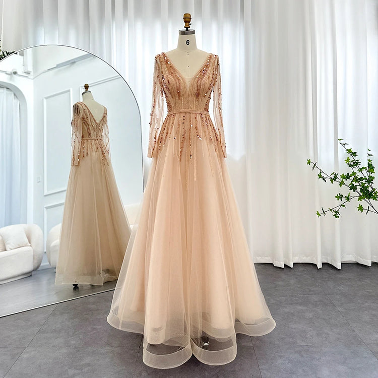 Vestido de Festa Elegante Longo Adornado em Detalhes - Modelo Especial