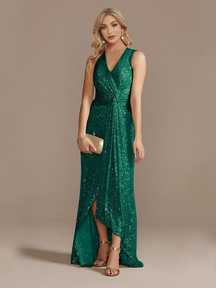 Vestido de Festa Longo Detalhado em Brilhos e Paetês (Pronta Entrega)