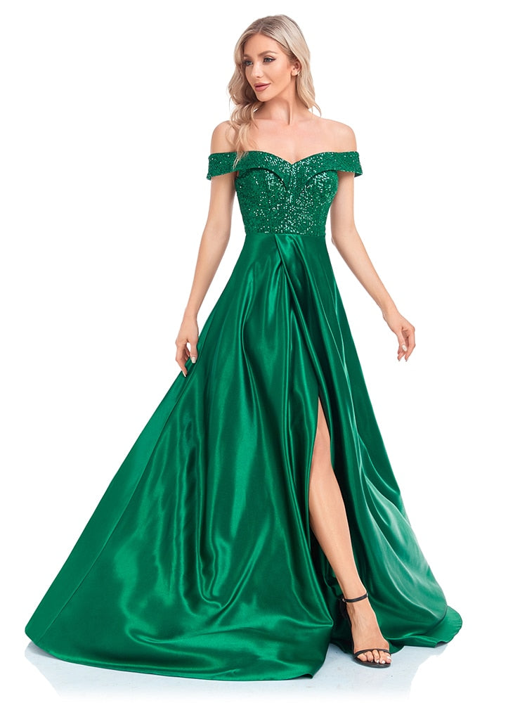 Vestido de Festa Longo Brilho Verde
