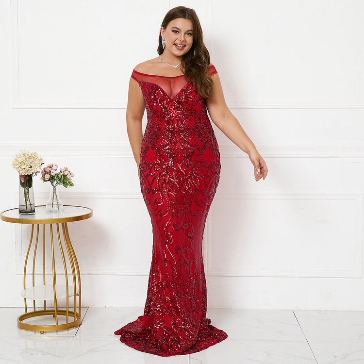 Vestido Plus Size Vintage Brilho Marsala