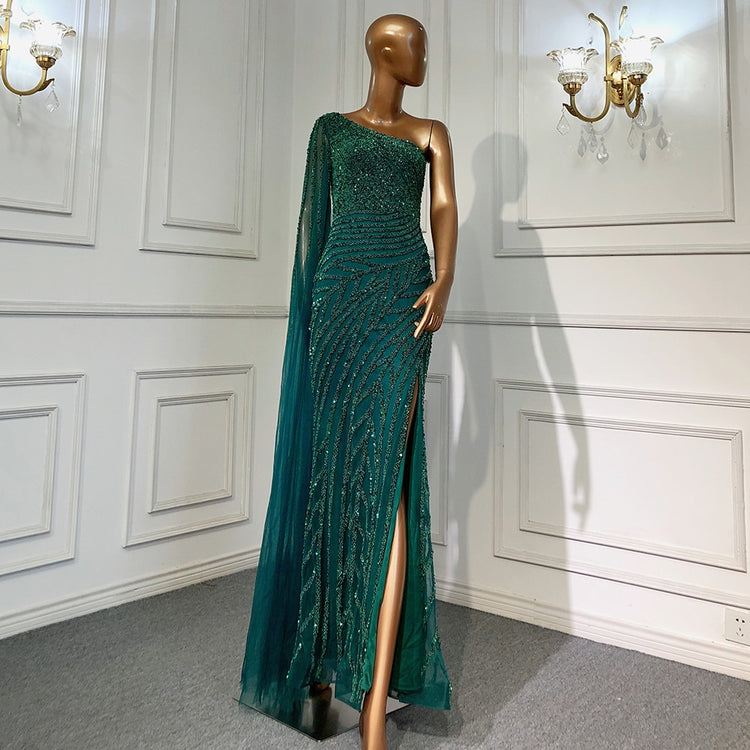 Vestido de Festa Luxo com Alça Manta Assimétrica - Modelo Especial