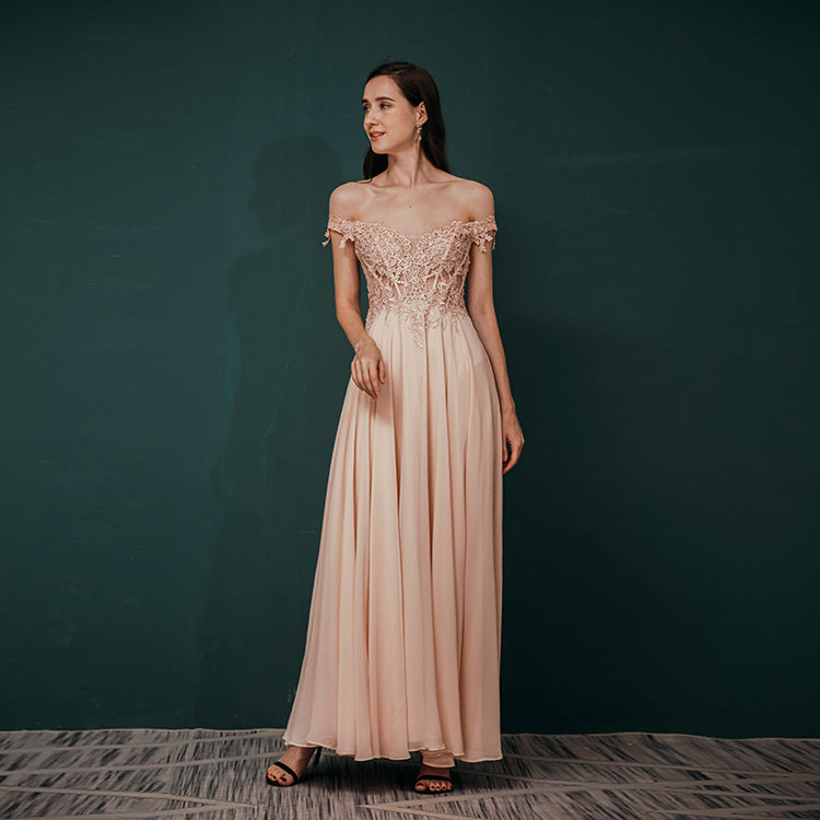 Vestido de Festa Longo Brilho Rosa Empoeirado