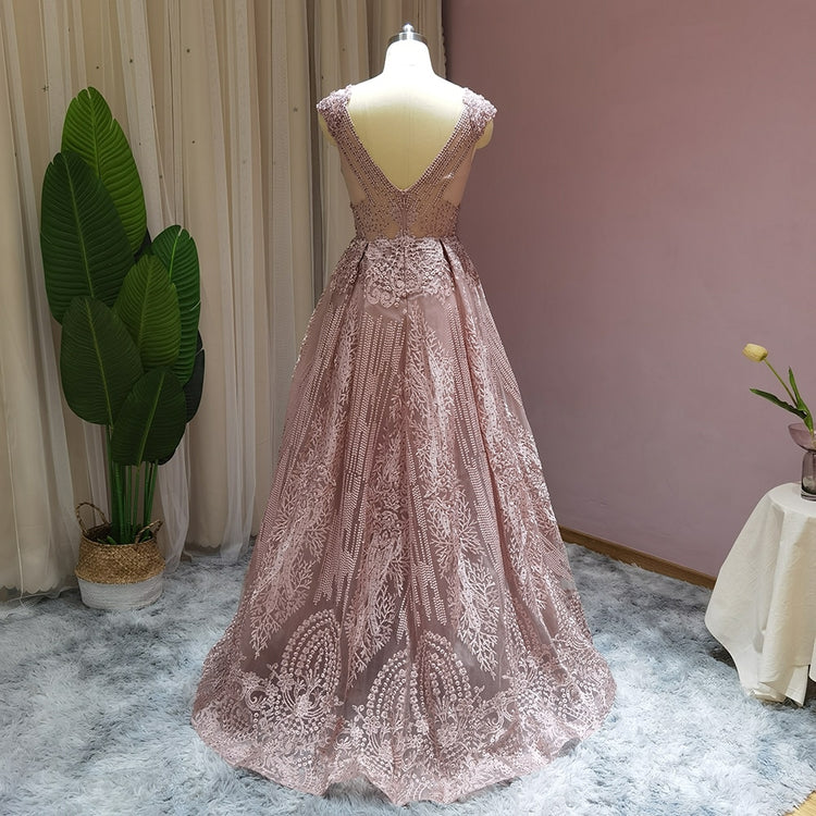 Vestido de Festa Longo com Cristais Florais Luxo - Modelo Especial