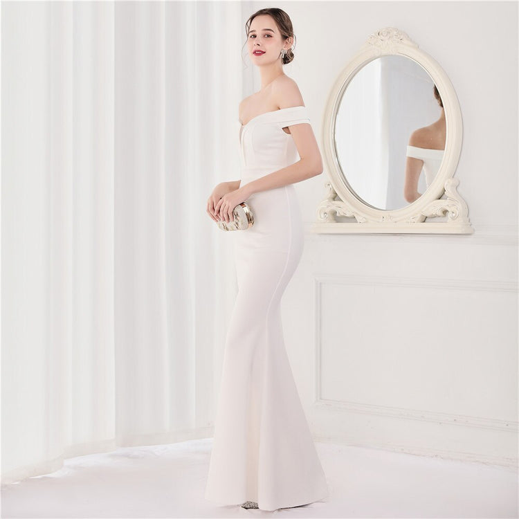 Vestido de Festa Longo Ombro a Ombro Branco