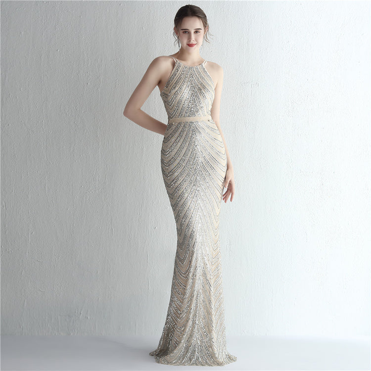 Vestido de Festa Luxo Sereia com Capa Prateado