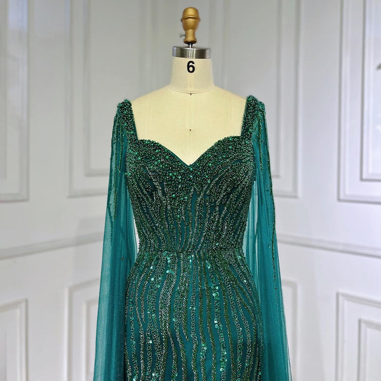 Vestido de Festa com Capa Longo Luxo Montserrat - Modelo Especial