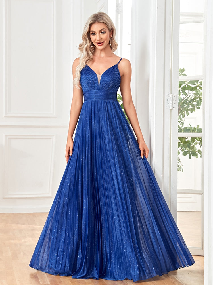 Vestido de Festa Longo Clássico Alça Espaguete