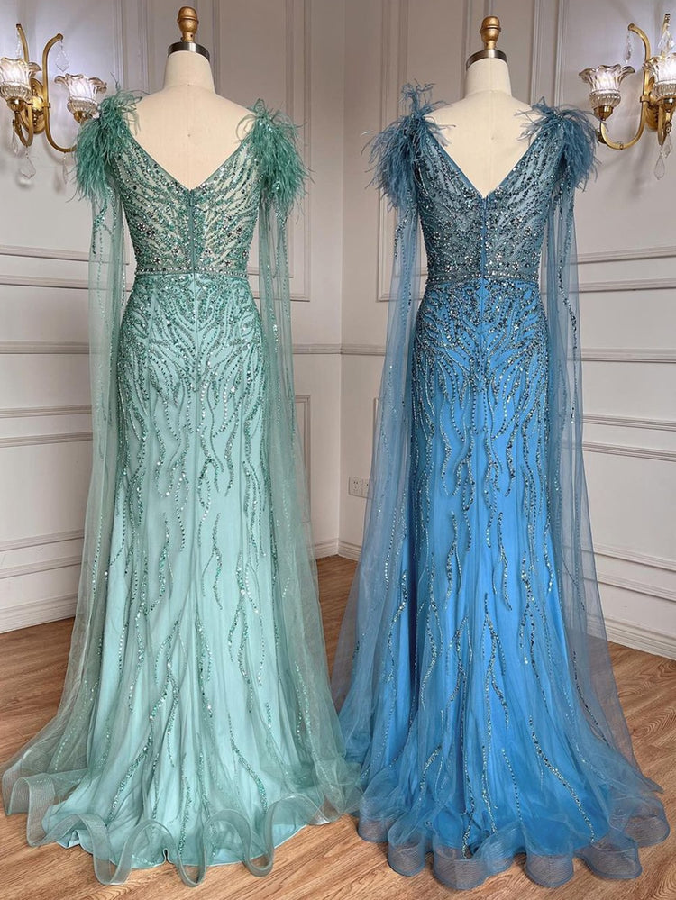 Vestido de Festa Capa Longa Elegante Luar - Modelo Especial